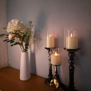 NIB set of 3 Flickering Flameless Candles with Remote and Timer
